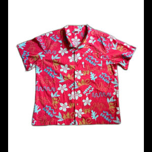 Vintage Barefoot in Paradise Hawaiian Shirt Men’s L Red Floral Aloha